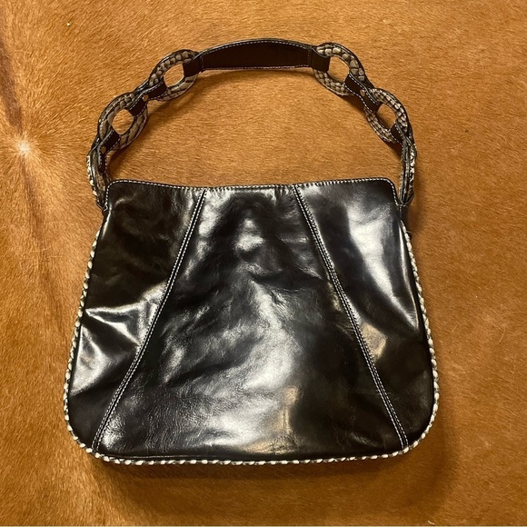 prag Handbags - Vintage 90s 2000s Prague Black and snakeskin effect leather shoulder bag